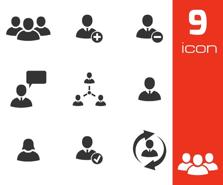 Vector black office people icons set white backgroundのイラスト素材