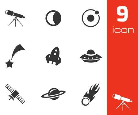 Vector black space icons set on white backgroundのイラスト素材