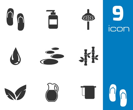 Vector black spa icons set on white backgroundのイラスト素材