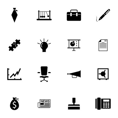 Vector black business icons set on white backgroundのイラスト素材