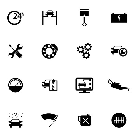 Vector black car service set on white backgroundのイラスト素材