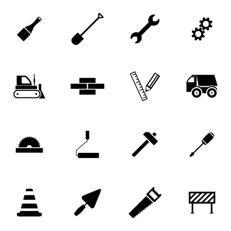 Vector black  construction icons set on white backgroundのイラスト素材