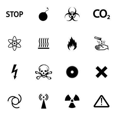Vector black  danger icons set on white backgroundのイラスト素材