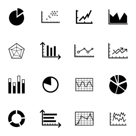 Vector black  diagram icons set on white backgroundのイラスト素材