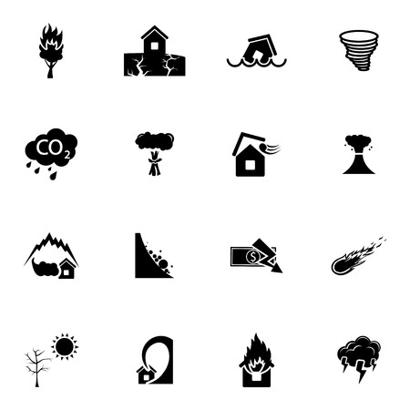 Vector black  disaster icons set on white backgroundのイラスト素材