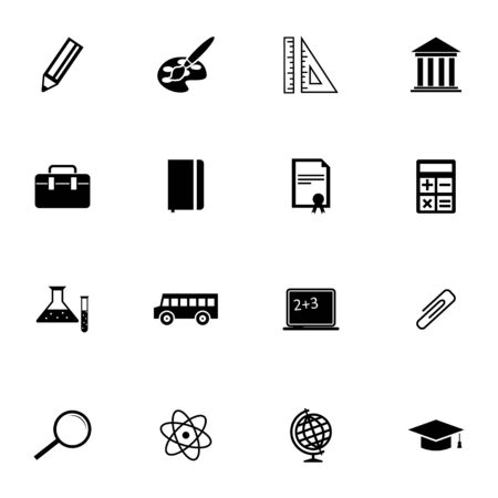 Vector black education icons set on white backgroundのイラスト素材
