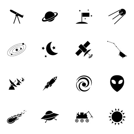 Vector black  space icons set on white backgroundのイラスト素材