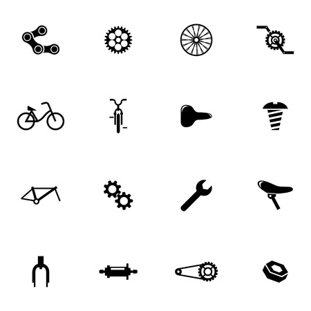 Vector black bicycle part icons set on white backgroundのイラスト素材