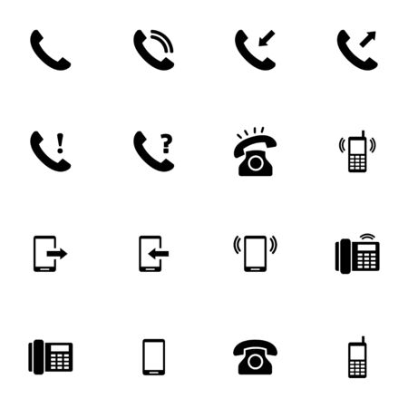 Vector black telephone icons set on white backgroundのイラスト素材