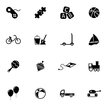 Vector black  toys  icons set on white backgroundのイラスト素材