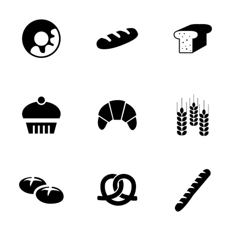 Vector black bakery icons set on white backgroundのイラスト素材