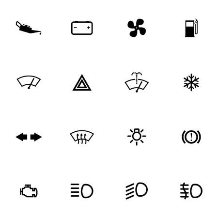 Vector balck car dashboard icons set on white backgroundのイラスト素材