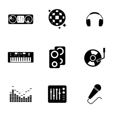 Vector black dj icons set on white backgroundのイラスト素材