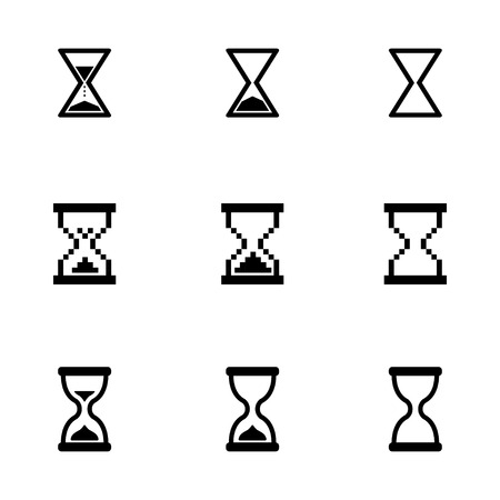 Vector black hourglass icons set on white backgroundのイラスト素材