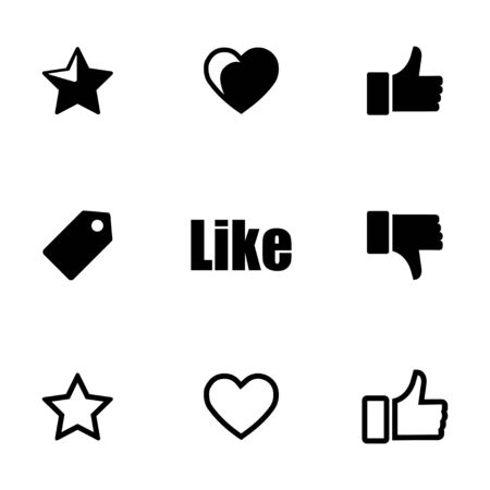 Vector black like icons set on white backgroundのイラスト素材