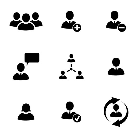 Vector black office people icons set white backgroundのイラスト素材