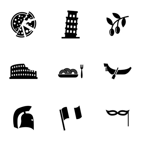 Vector black italian icons set on white backgroundのイラスト素材