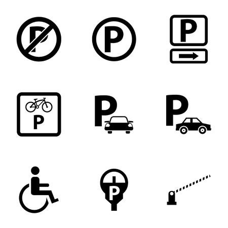 Vector black parking icons set on white backgroundのイラスト素材