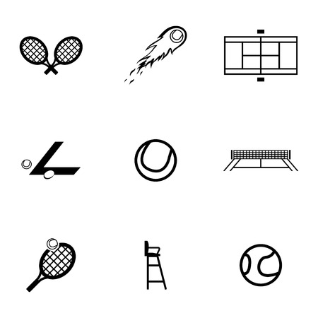 Vector black tennis icons set on white backgroundのイラスト素材