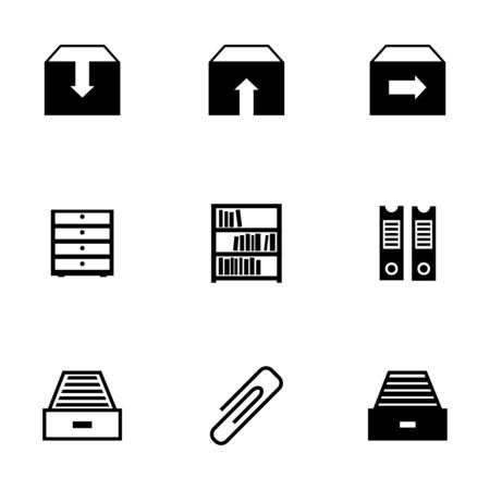 black archive icons set on white backgroundのイラスト素材