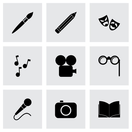 Vector black art icon set on grey backgroundのイラスト素材