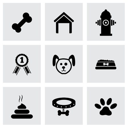 Vector black dog icon set on grey backgroundのイラスト素材