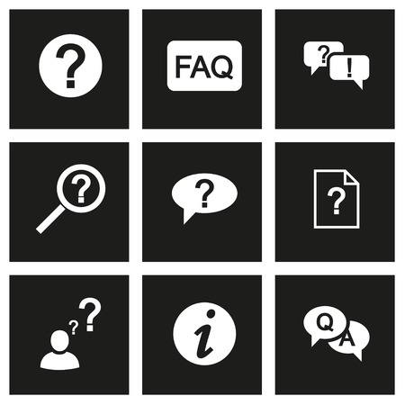 Vector black FAQ icon set on black backgroundのイラスト素材