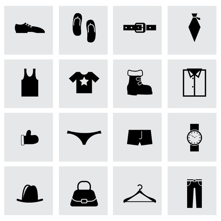 Vector black clothes icon set on grey backgroundのイラスト素材