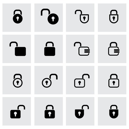 Vector black locks icon set on grey backgroundのイラスト素材