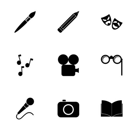 Vector black art icon set on white backgroundのイラスト素材