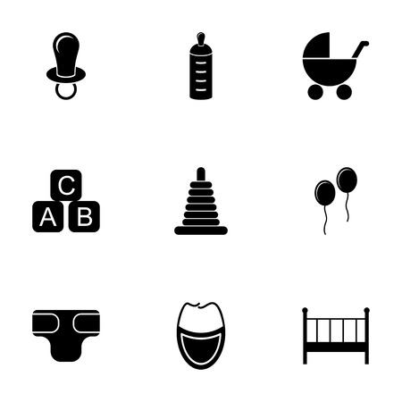 Vector black baby icon set on white backgroundのイラスト素材