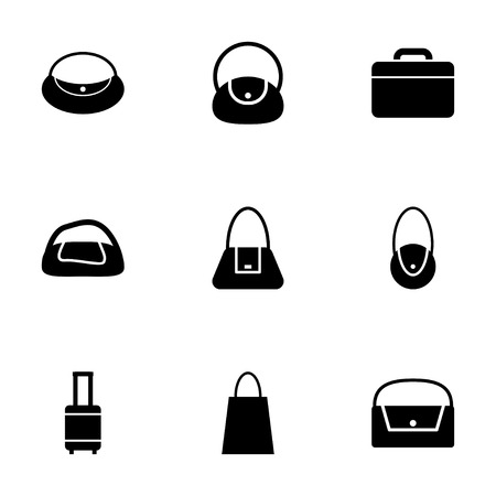 Vector black bag icon set on white backgroundのイラスト素材