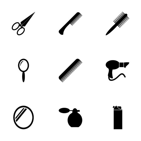 Vector black barber icon set on white backgroundのイラスト素材
