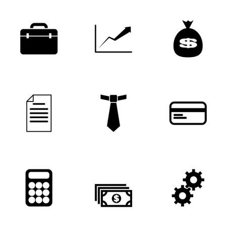 Vector black business icon set on white backgroundのイラスト素材