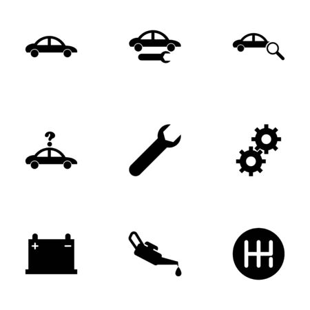 Vector black car service icon set on white backgroundのイラスト素材