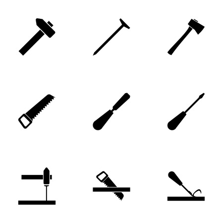 Vector black carpentry icon set on white backgroundのイラスト素材
