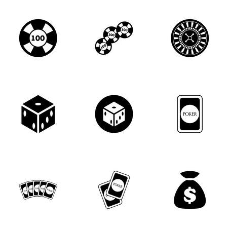 Vector black casino icon set on white backgroundのイラスト素材