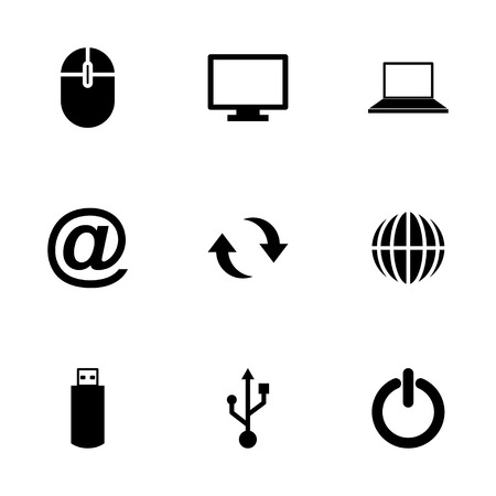 Vector black computer icon set on white backgroundのイラスト素材