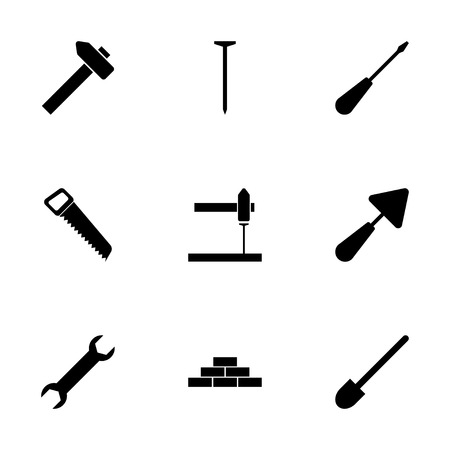 Vector black construction icon set on white backgroundのイラスト素材