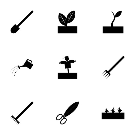 Vector black farming icon set on white backgroundのイラスト素材