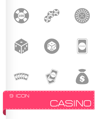 Vector black casino icon set on white backgroundのイラスト素材