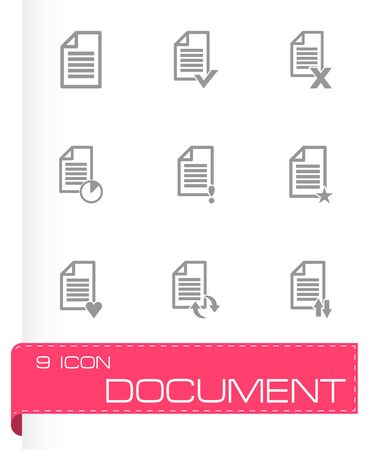Vector black document icon set on white backgroundのイラスト素材