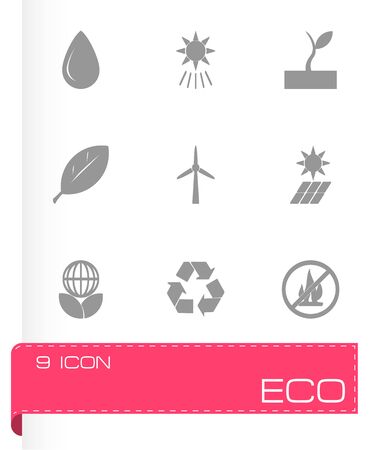 Vector black eco icon set on white backgroundのイラスト素材