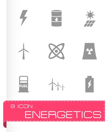Vector black energetics icon set on white backgroundのイラスト素材