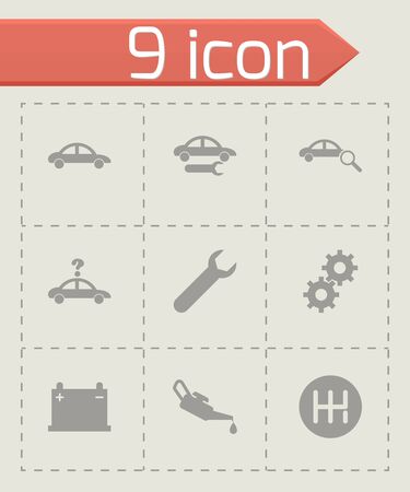 Vector black car service icon set on grey backgroundのイラスト素材