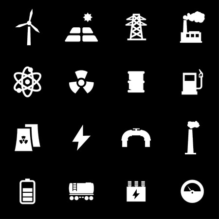 Vector white energetics icon set on black backgroundのイラスト素材