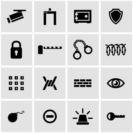Vector black security icon set on grey backgroundのイラスト素材