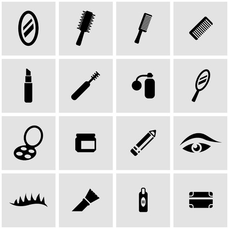 Vector black cosmetics icon set on grey backgroundのイラスト素材