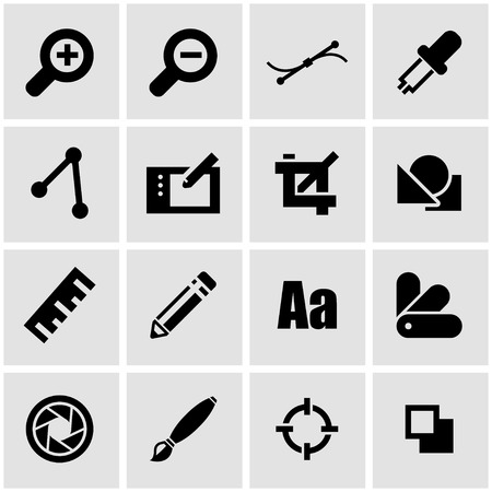 Vector black graphic design icon set on grey backgroundのイラスト素材