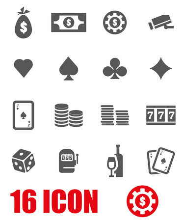 Vector grey casino icon set on white backgroundのイラスト素材